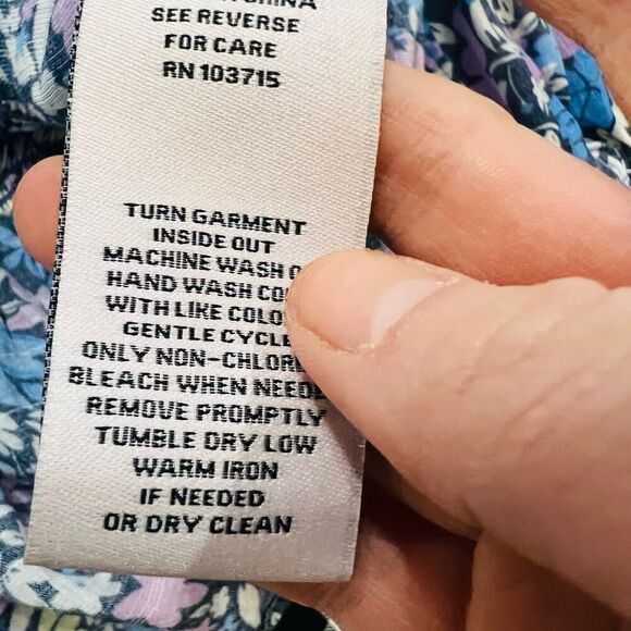 Nanette Lepore Blue floral retro Short sleeve top blouse size medium - Picture 8 of 8